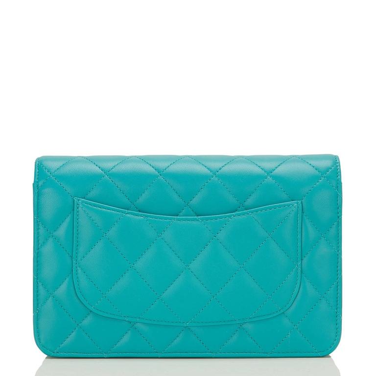 Chanel Light Blue Quilted Lambskin Leather Classic Woc Clutch Bag