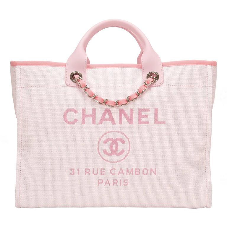 Chanel Pink Canvas Large Deauville Shopping Tote at 1stDibs