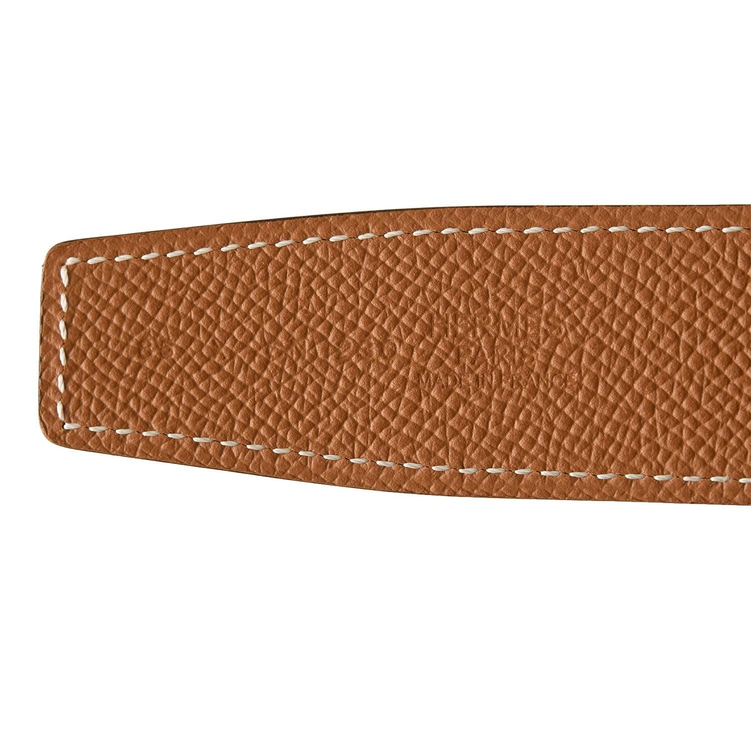 Brown Hermes 32mm Reversible Rouge Grenat/Gold Constance H Belt 85cm Gold Buckle For Sale