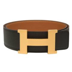 Hermes 42mm Reversible Black/Gold Constance H Belt 90cm Brushed Gold Buckle