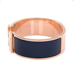 Hermes Bleu Biarritz Enamel H Clic Clac H Wide Enamel Bracelet PM