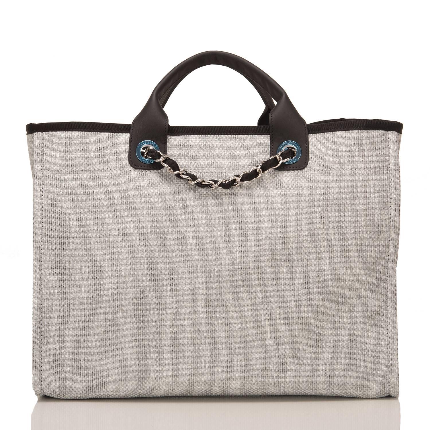 Gray Chanel Grey Canvas Large Deauville Shopping Tote