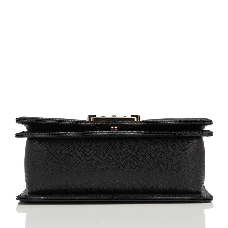 Chanel Black Quilted Caviar Small Boy Bag For Sale at 1stDibs