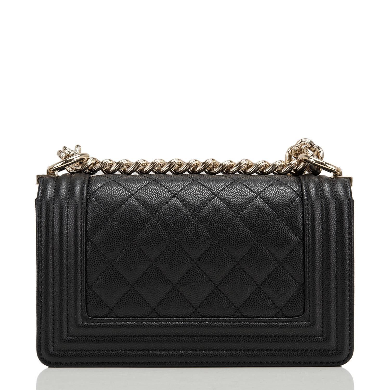 Women's Chanel Black Quilted Caviar Small Boy Bag For Sale