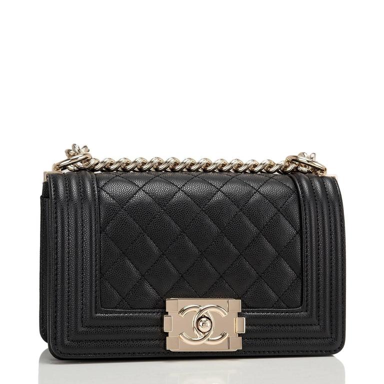 Chanel Black Quilted Caviar Small Boy Bag For Sale at 1stDibs
