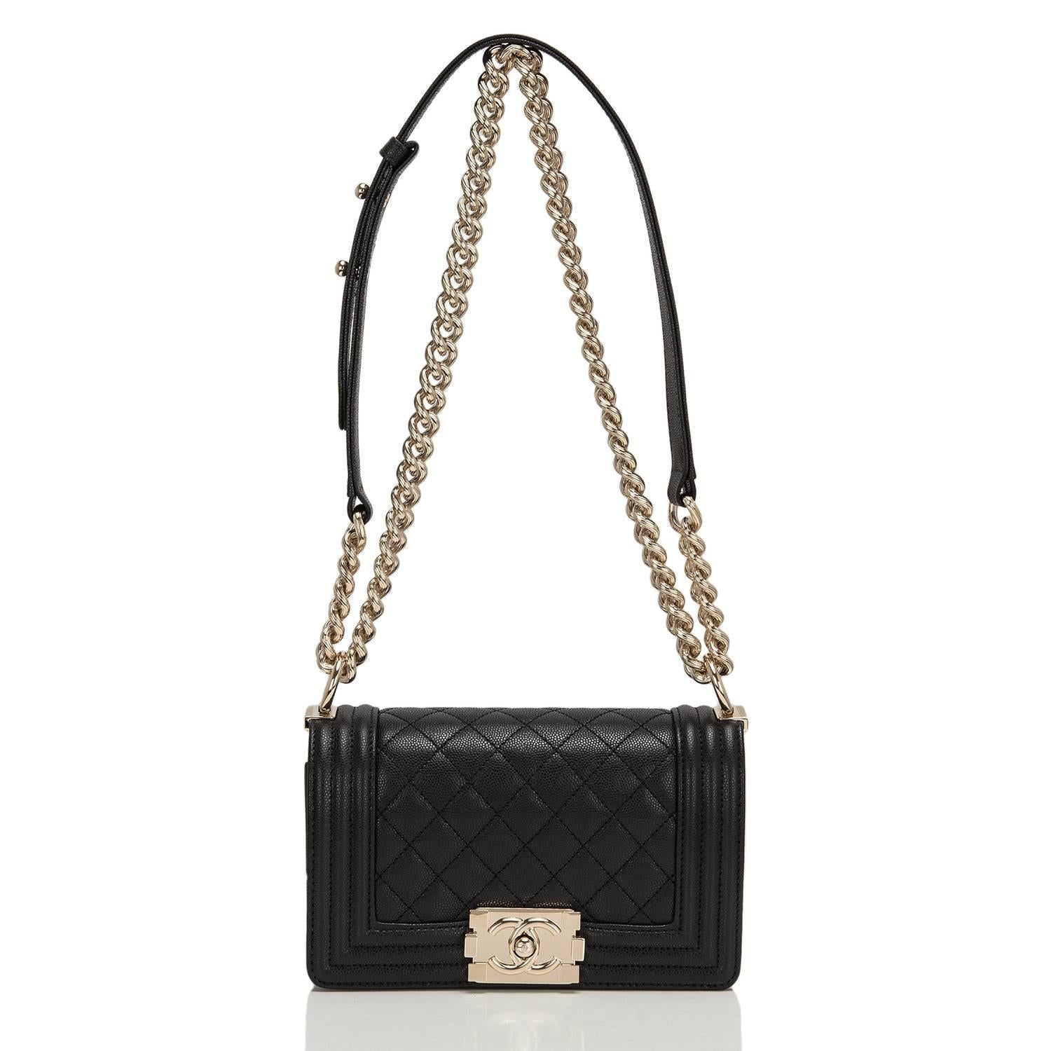 Chanel Black Quilted Caviar Small Boy Bag For Sale 2