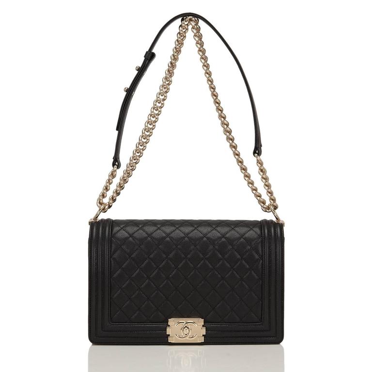 Chanel Black Quilted Caviar New Medium Boy Bag at 1stDibs