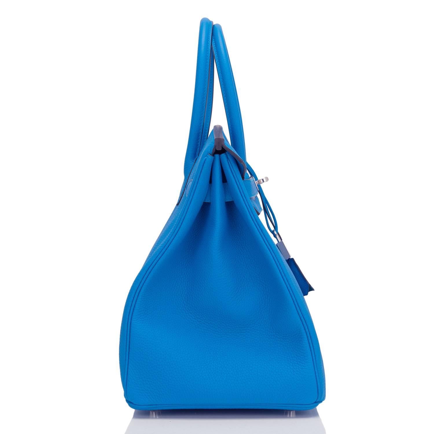 Blue Hermes Bleu Zanzibar Verso Togo Birkin 35cm Palladium Hardware