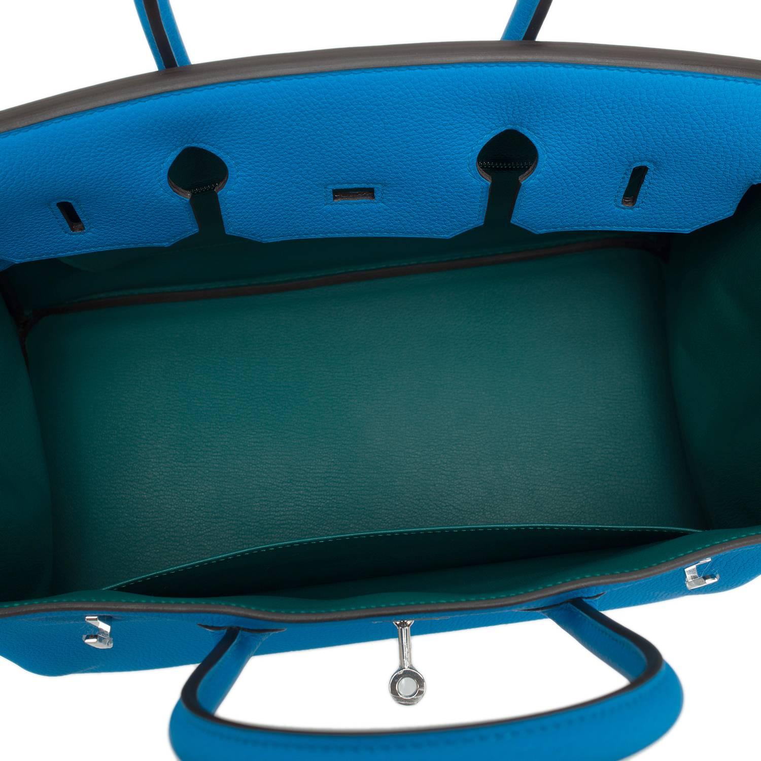 Hermes Bleu Zanzibar Verso Togo Birkin 35cm Palladium Hardware 2