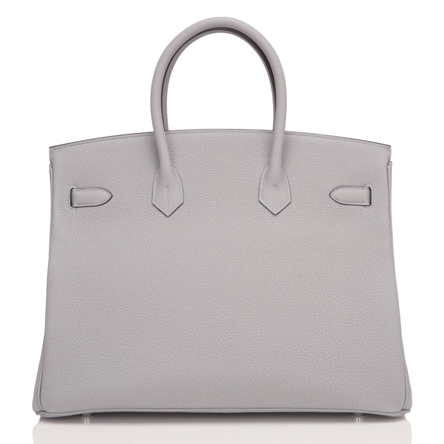 Hermes Gris Mouette Verso Togo Birkin 35cm Palladium Hardware In New Condition In New York, NY