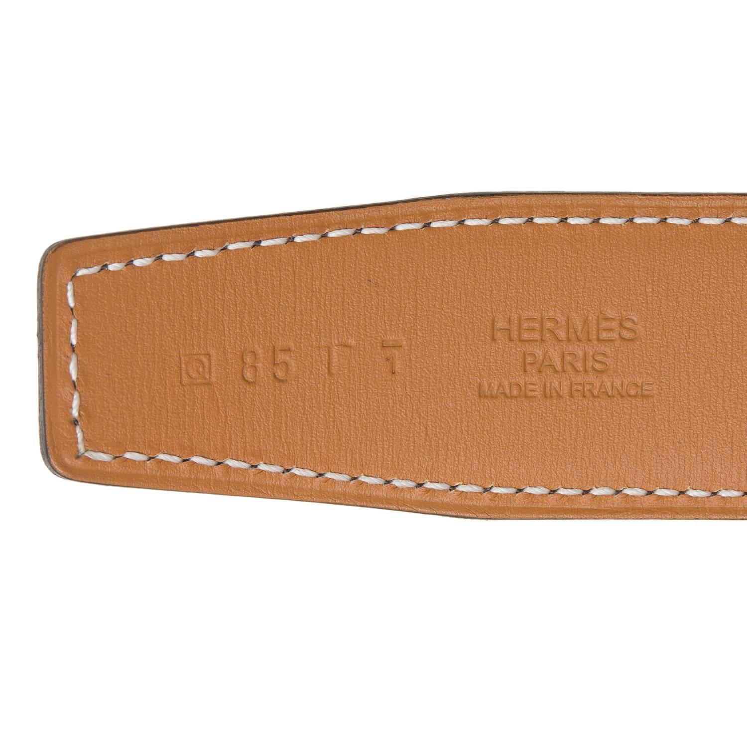 Brown Hermes 32mm Reversible Etain/Gold Constance H Belt 85cm Gold Buckle