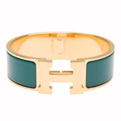 Hermes Emerald Enamel H Clic Clac H Wide Enamel Bracelet PM