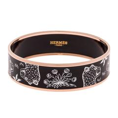 Hermes "Les Leopards" Wide Printed Enamel Bracelet PM (65)