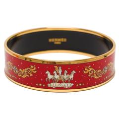 Hermes "Cosmo Chariot" Wide Printed Enamel Bracelet GM (70)