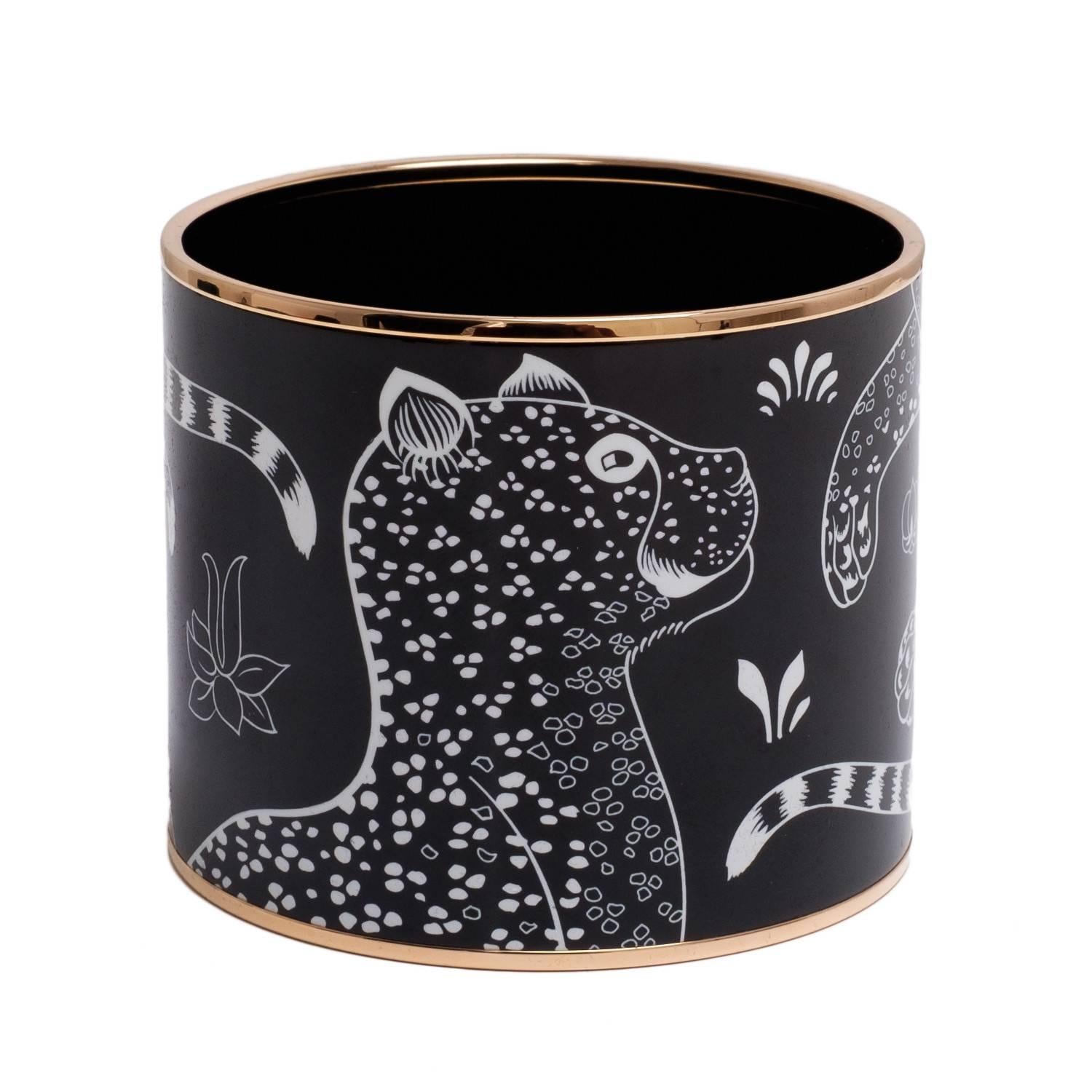 Hermes "Les Leopards" Printed Enamel Mega Bracelet GM (70)