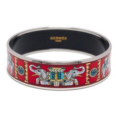 Vintage Hermes "Torana" Wide Printed Enamel Bracelet GM (70)