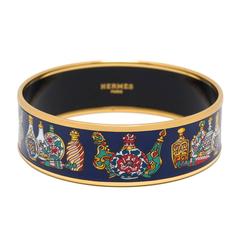 Hermes "Flacons" Wide Printed Enamel Bracelet GM (70)