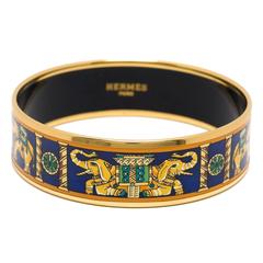 Vintage Hermes "Torana" Wide Printed Enamel Bracelet PM (65)