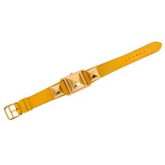 Hermes Yellow Courcheval Gold Plated Stainless Steel Medor Quartz Wristwatch