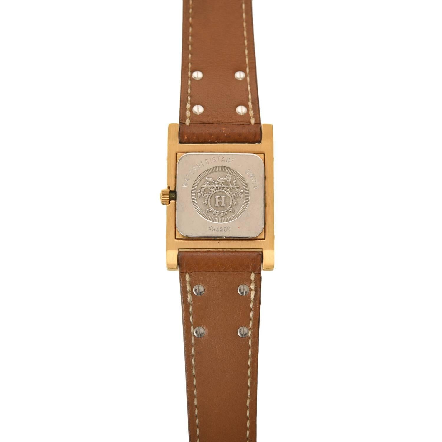 Hermes Gold Courcheval Leather Medor Watch PM In Excellent Condition In New York, NY