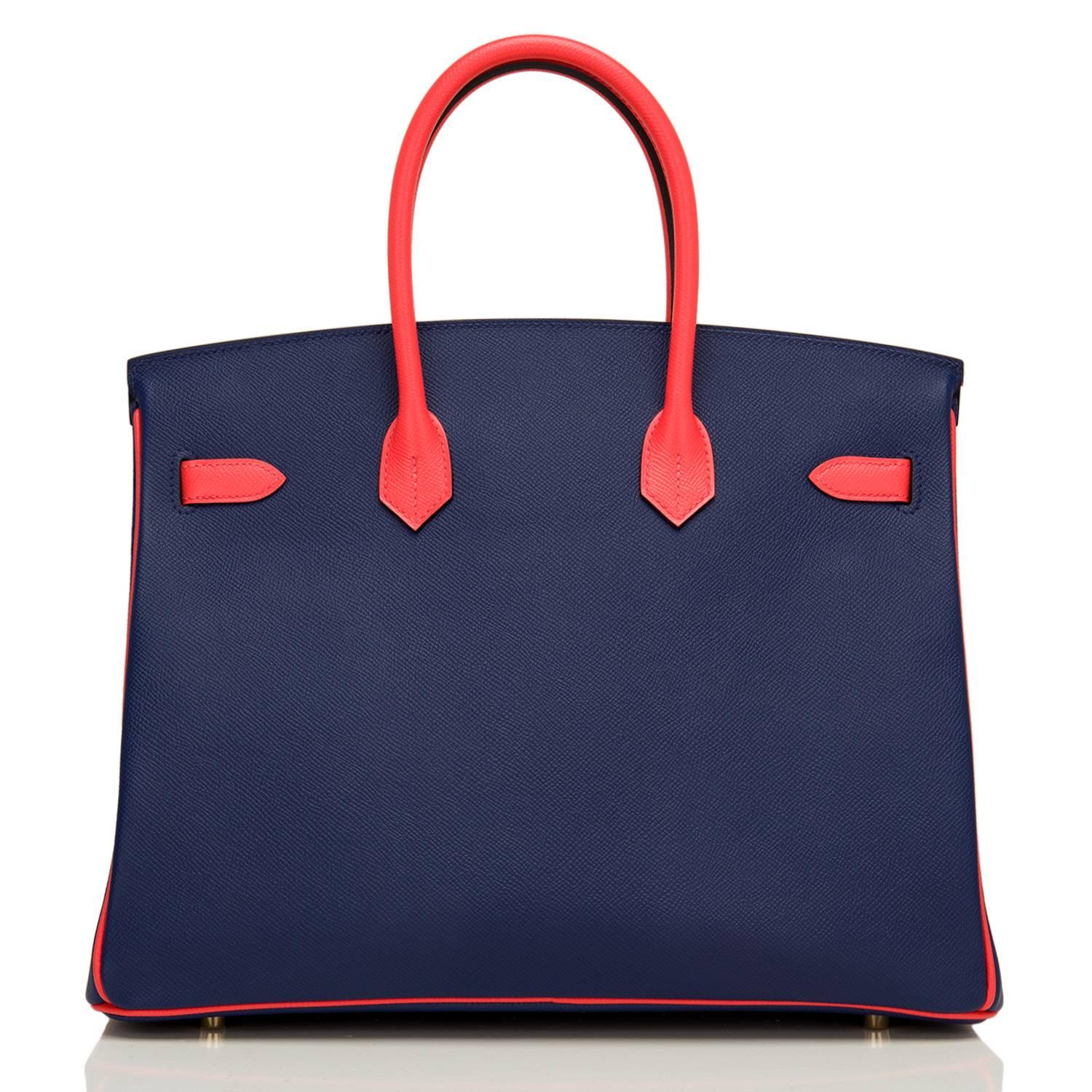 Hermes HSS Bi-color Blue Sapphire And Rose Jaipur Epsom Birkin 35cm In New Condition In New York, NY
