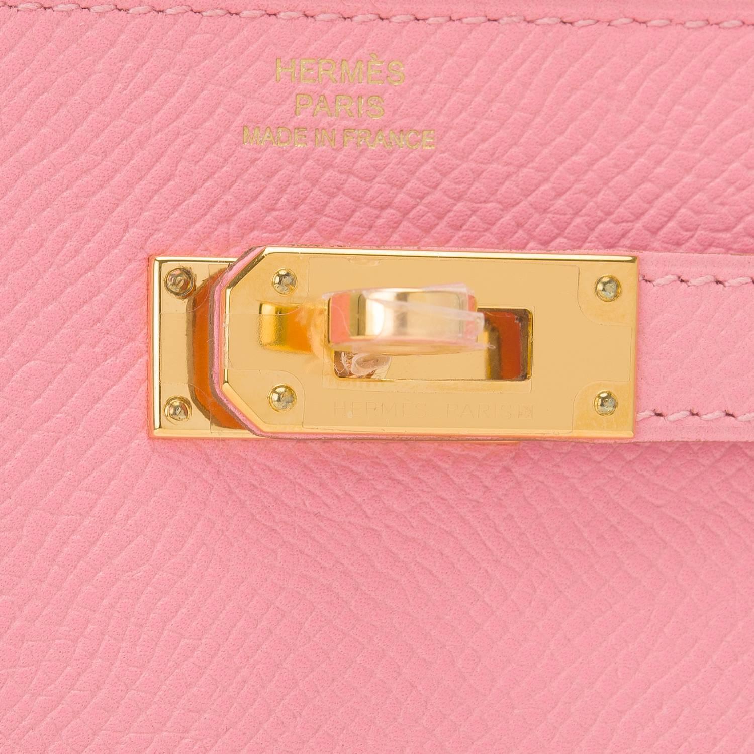 Hermes Rose Confetti Epsom Kelly Long Wallet Gold Hardware For Sale 1