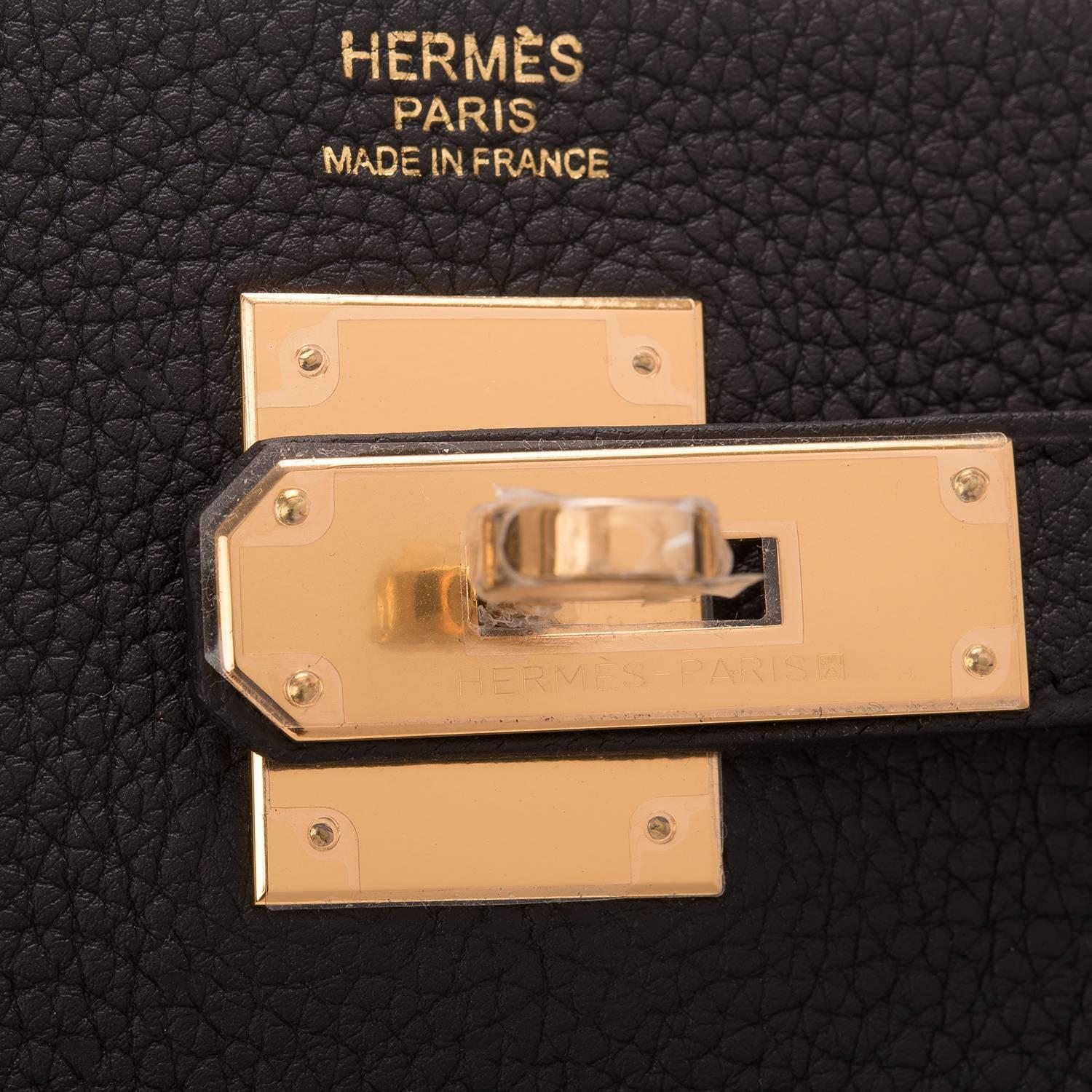 Hermes Black Togo Kelly 32cm Gold Hardware For Sale 1