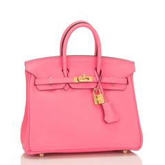 Hermes 25cm Gold Hardware Rose Azalea Swift Birkin Bag