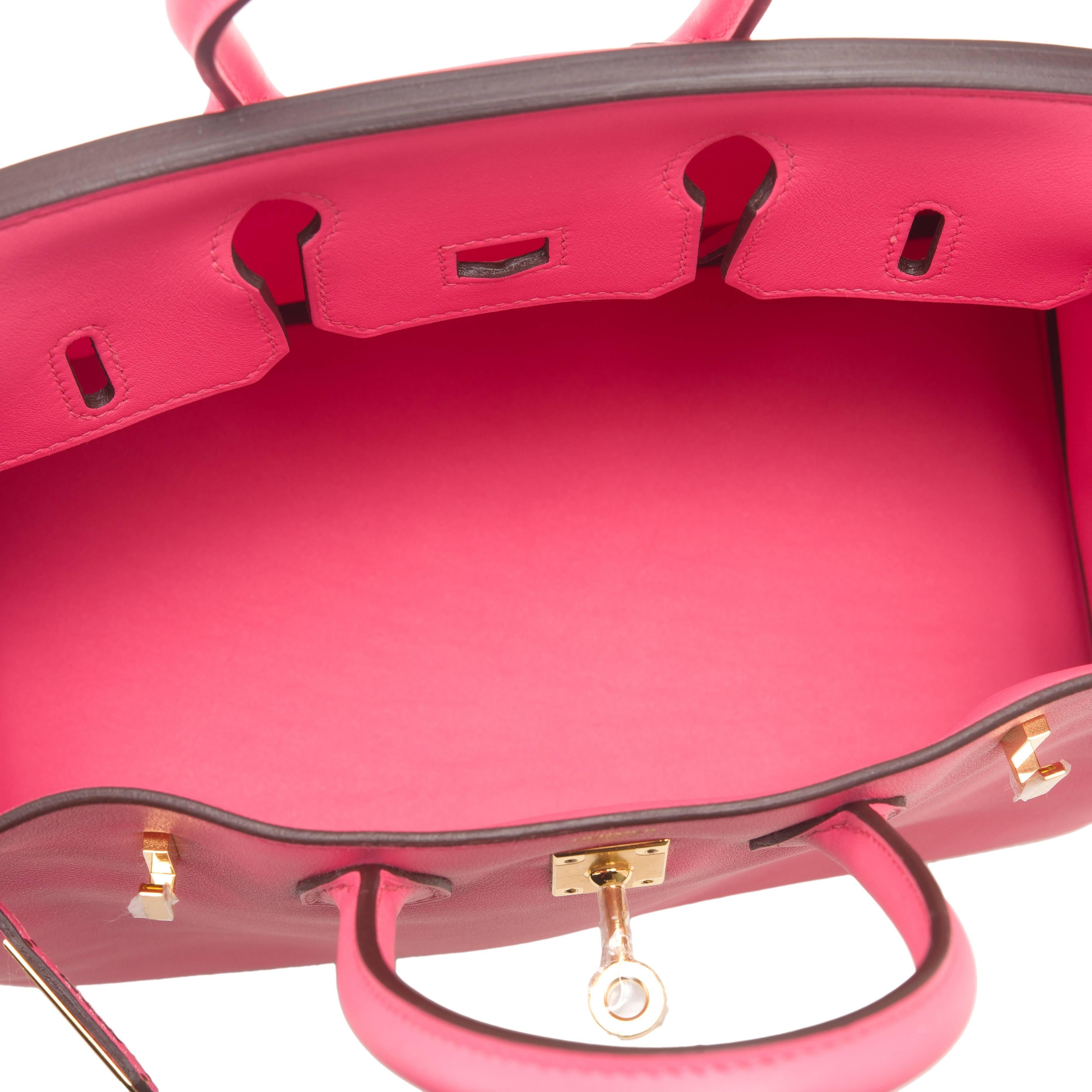 Hermes 25cm Gold Hardware Rose Azalea Swift Birkin Bag In New Condition For Sale In New York, NY