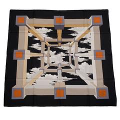 Hermes Vintage "Perspective" A. M. Cassandre Silk Twill Scarf 90cm 