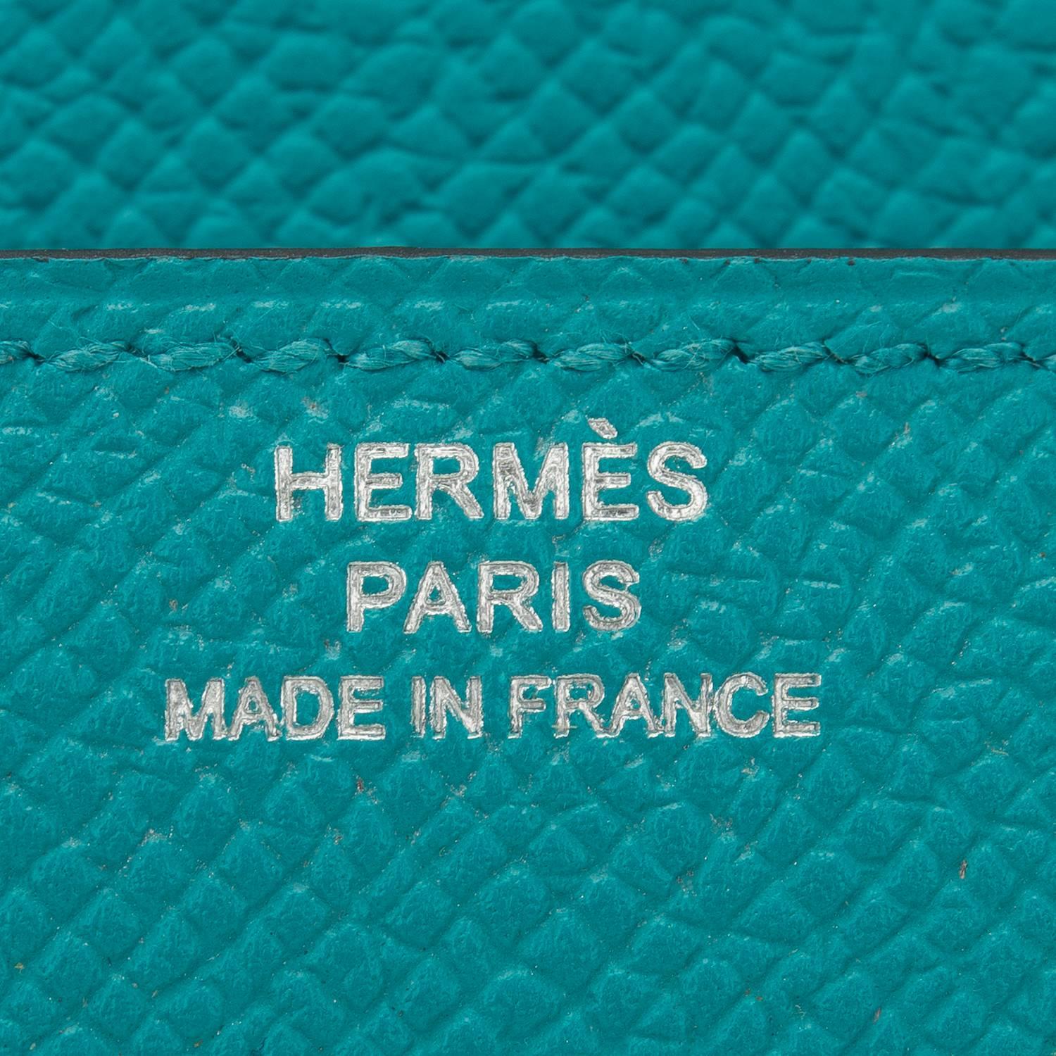 Hermes Blue Paon Epsom Blue Paon Lacquer H Constance Long Wallet Clutch For Sale 2