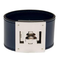 Hermes Navy Calfskin Kelly Dog Bracelet