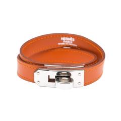Hermes Orange Calfskin Kelly Double Tour Bracelet