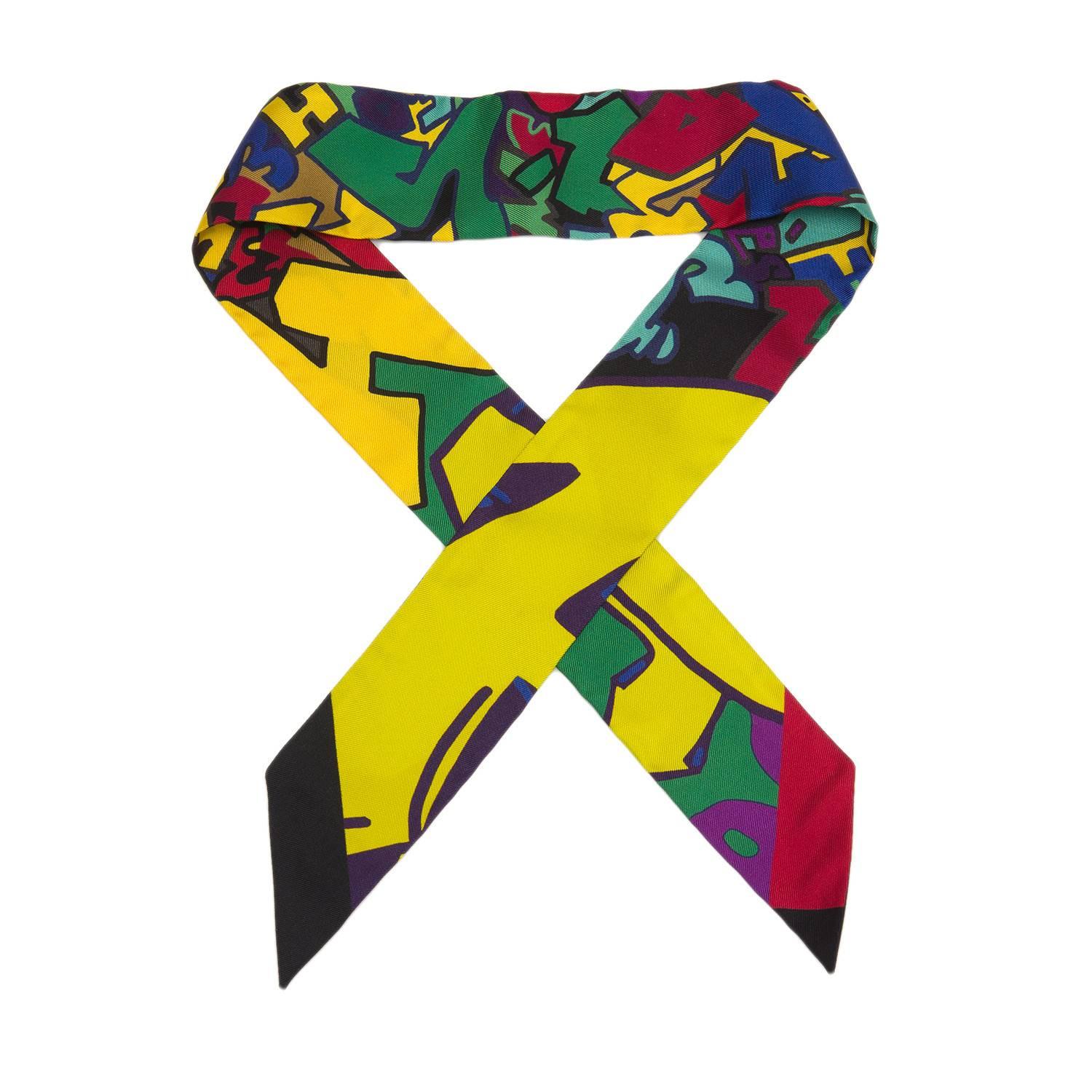 Hermes "Graff" (Graffiti) Silk Twilly Pair