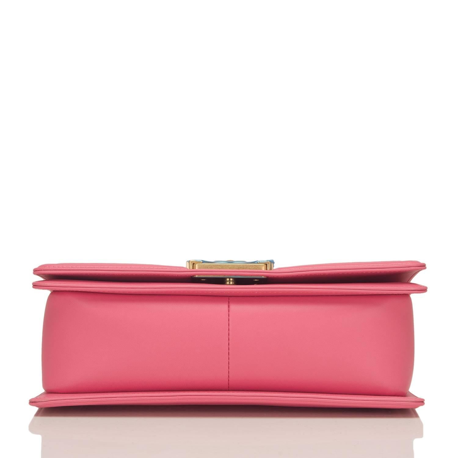 Women's Chanel Pink Python Medium Boy Bag For Sale