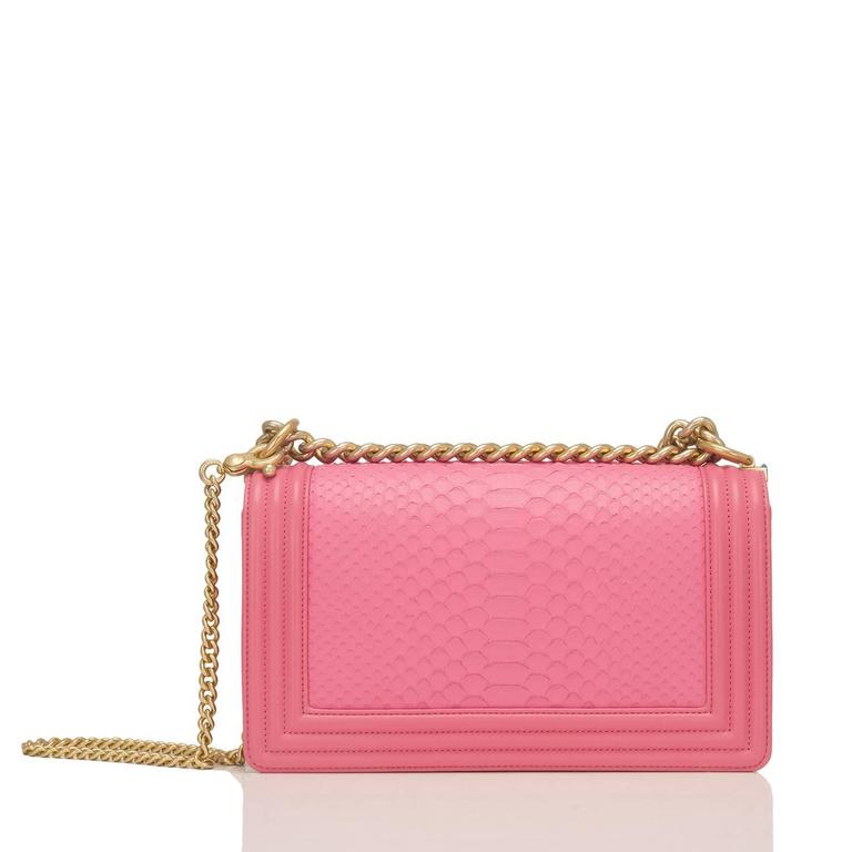 Pink Python Leboy Chanel Pink Python Medium Boy Bag For Sale at 1stDibs