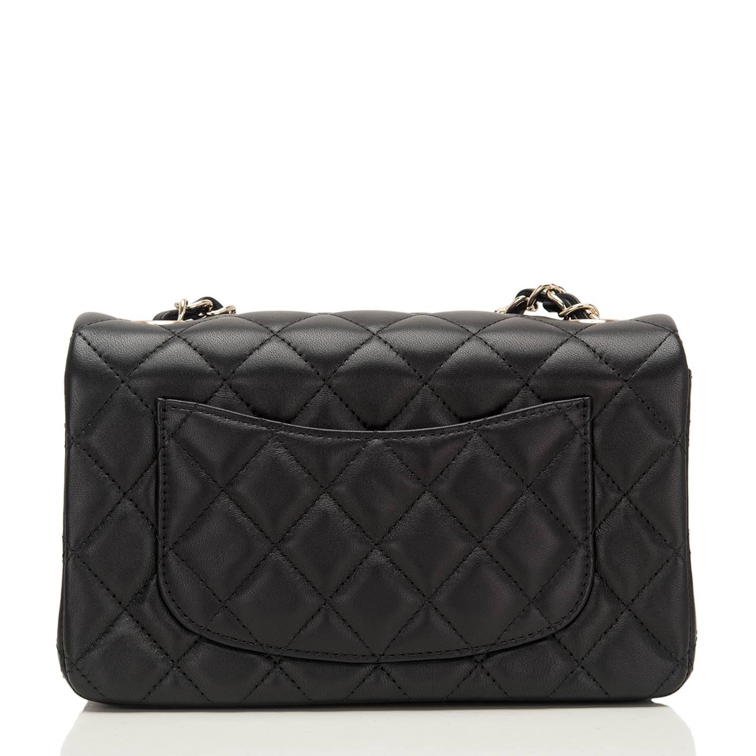 Women's Chanel Black Quilted Lambskin Rectangular Mini Classic Flap Bag For Sale