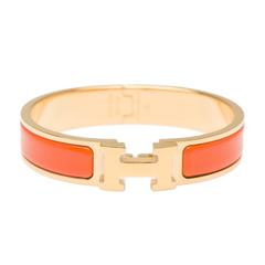 Hermes Orange Clic Clac H Narrow Enamel Bracelet PM