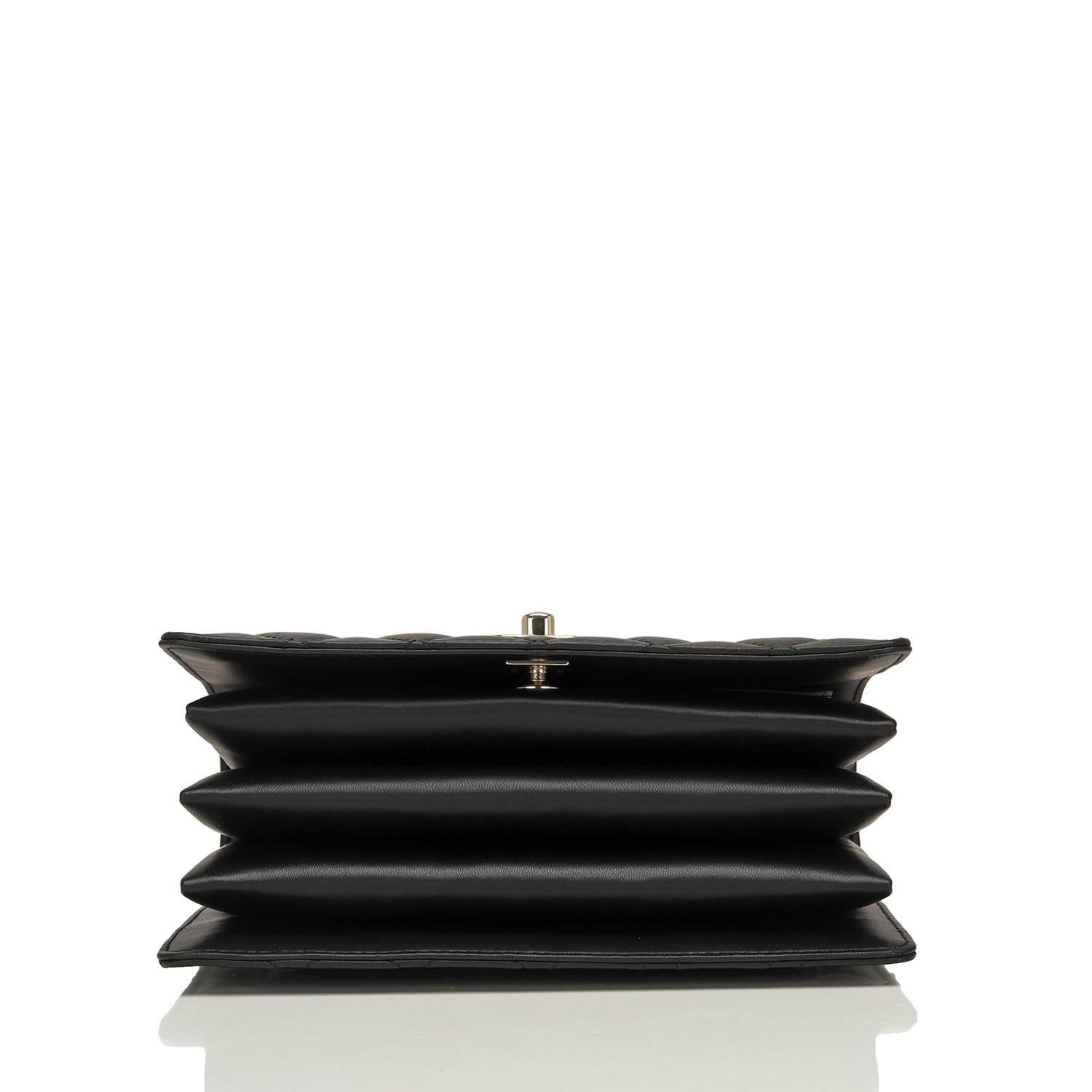 Chanel Black Lambskin Handle Tied Flap Bag For Sale 1