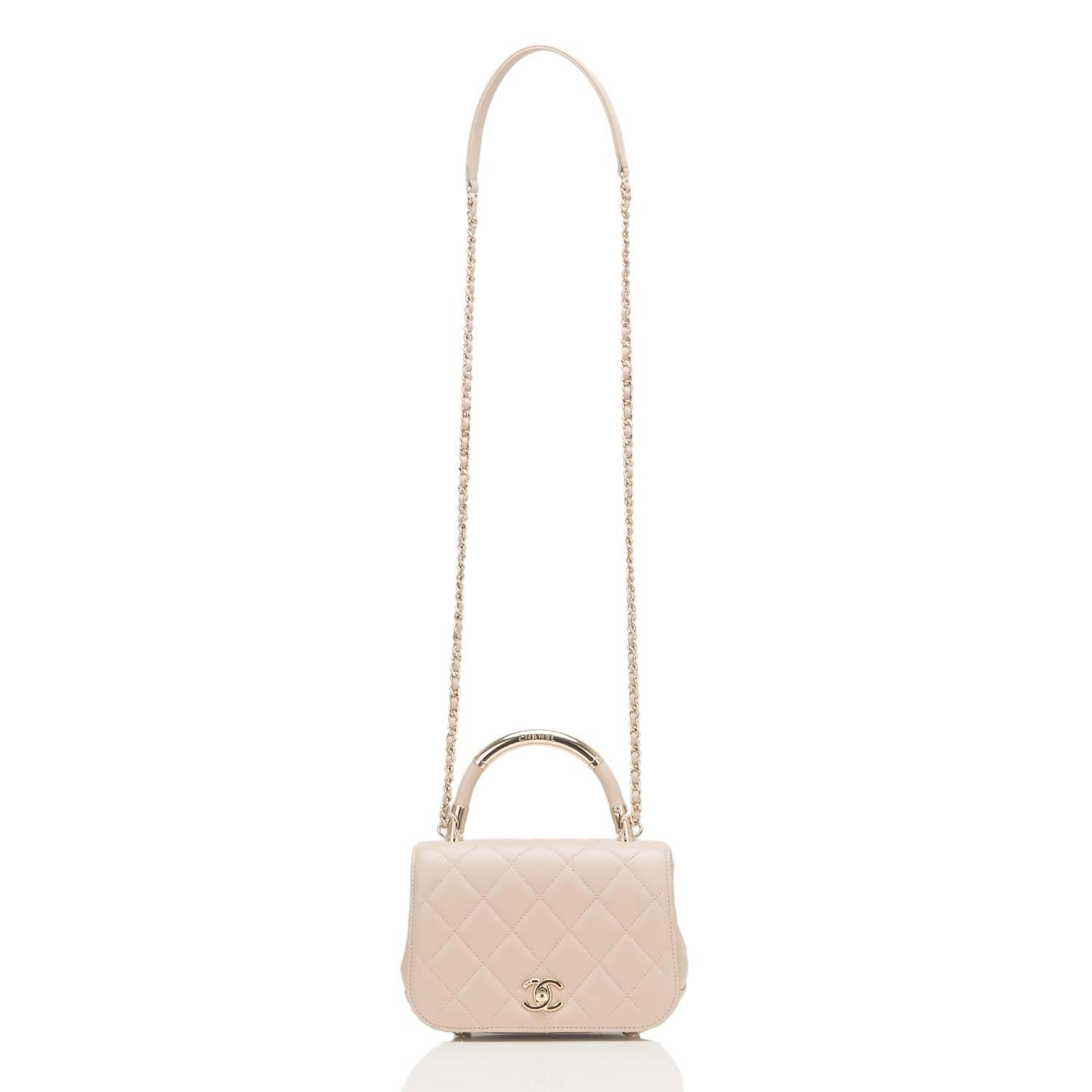 Chanel Beige Lambskin Carry Chic Flap Bag 2