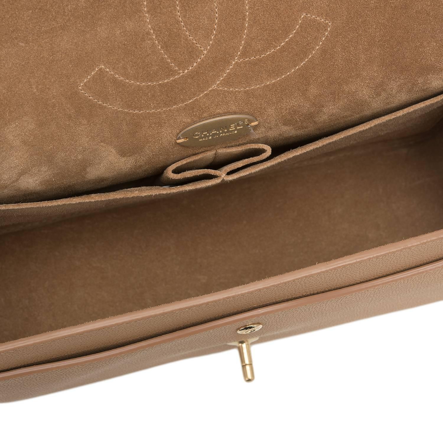 Chanel Beige Caviar Jumbo Classic Double Flap Bag For Sale 3