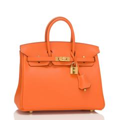 Hermes Orange H Swift 25cm Gold Hardware Birkin Bag