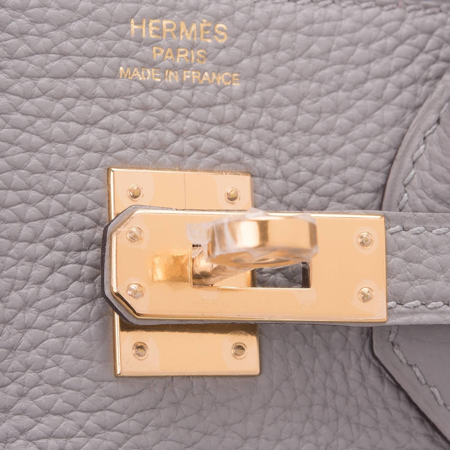 Hermes Gris Mouette Togo Birkin 25cm Gold Hardware For Sale 1