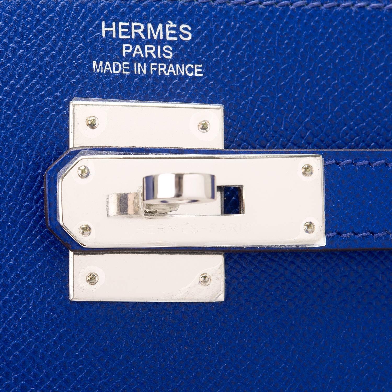 Hermes Blue Electric Epsom Sellier Kelly 35cm Palladium Hardware  2