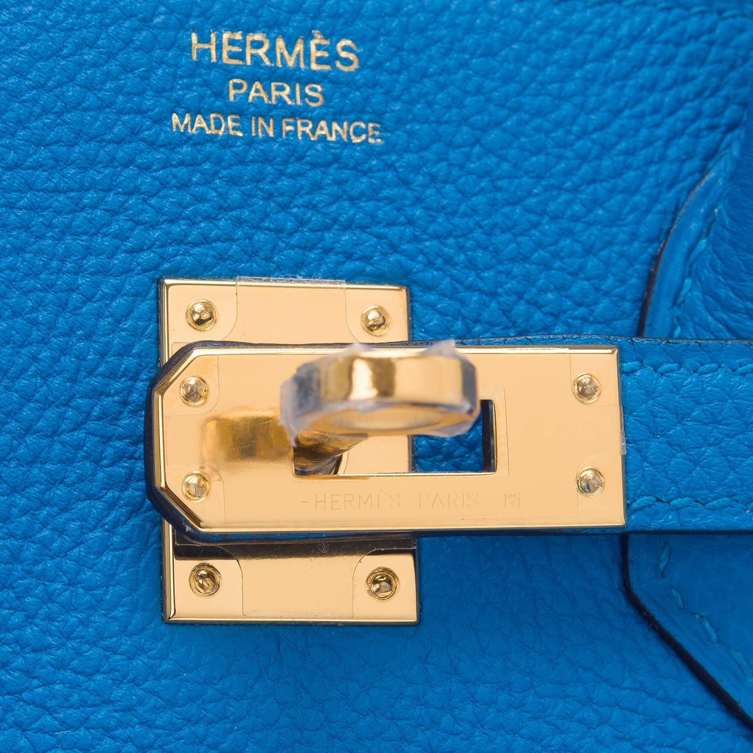 Hermes Blue Zanzibar Togo Birkin 25cm Gold Hardware For Sale 2