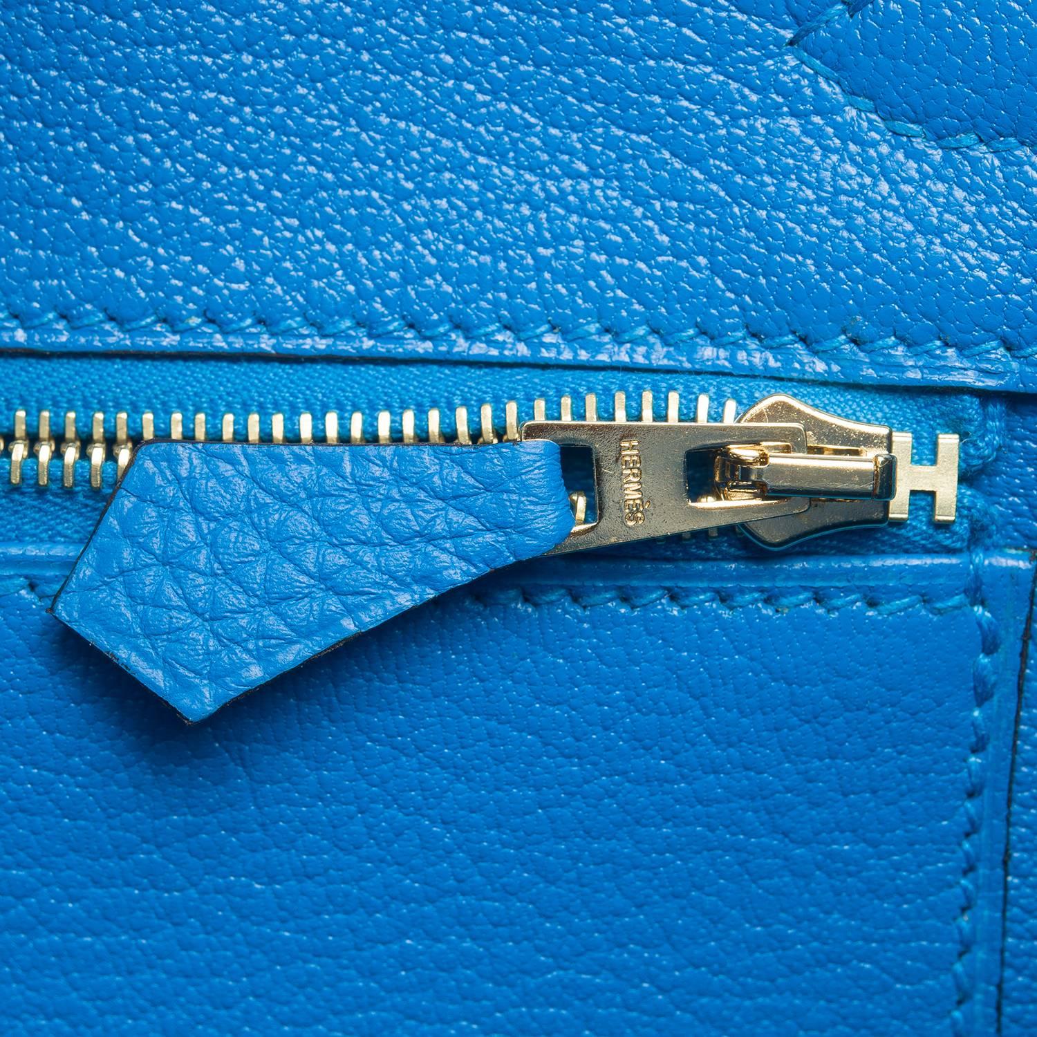 Hermes Blue Zanzibar Togo Birkin 25cm Gold Hardware For Sale 4