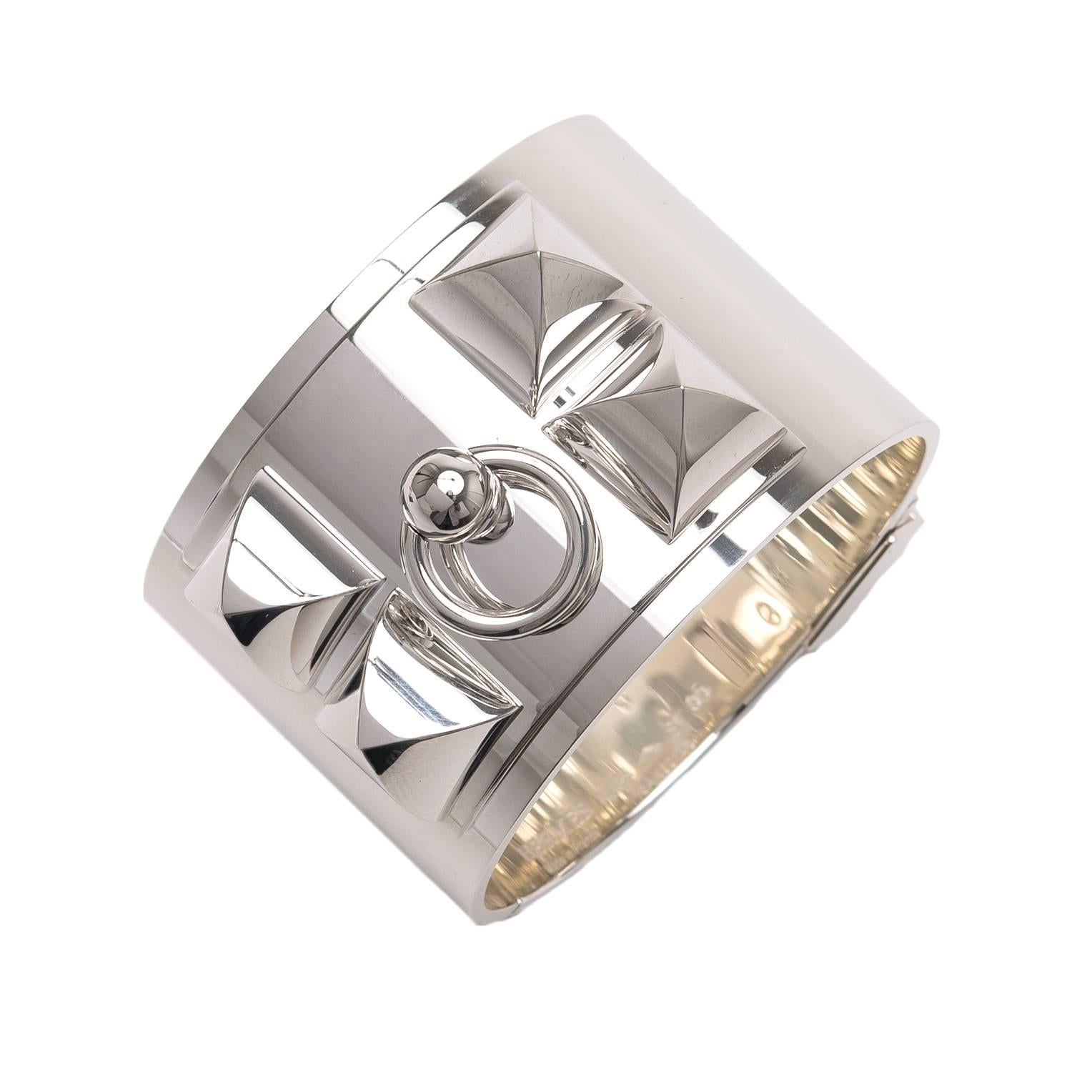 Hermes Sterling Silver Collier De Chien (CDC) Bracelet - Small For Sale