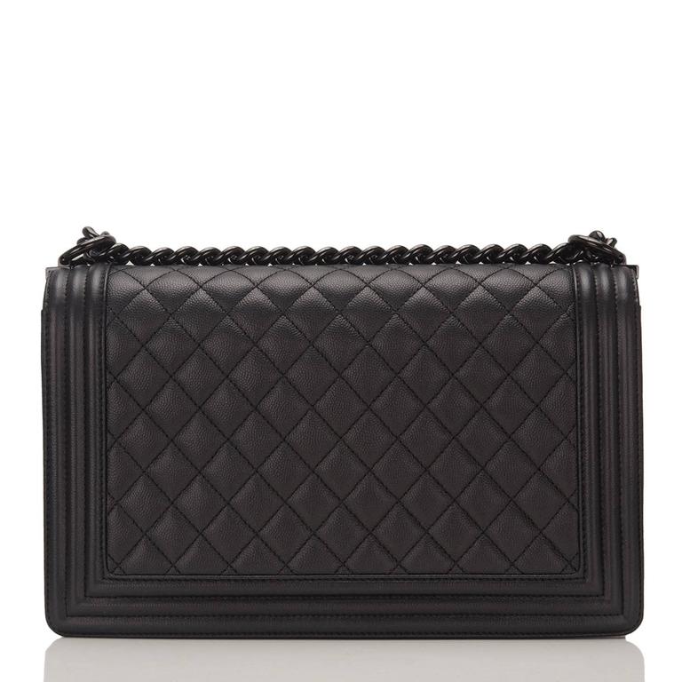 Chanel SO Black Quilted Grained Lambskin New Medium Boy Bag For Sale at  1stDibs