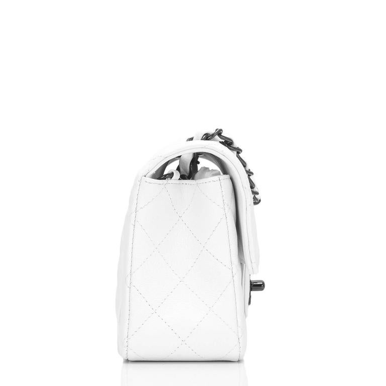 Chanel White Crumpled Calfskin Rectangular Mini Classic Flap Bag