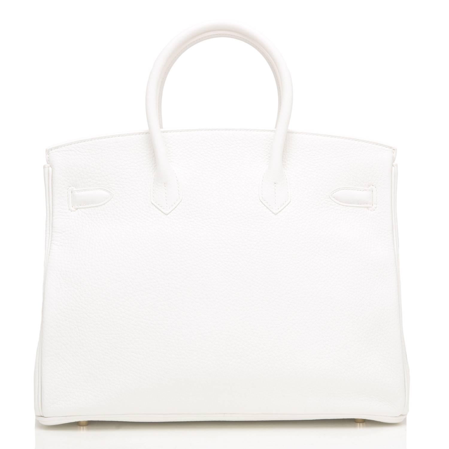 Hermes White Clemence Birkin 35cm Gold Hardware In New Condition For Sale In New York, NY